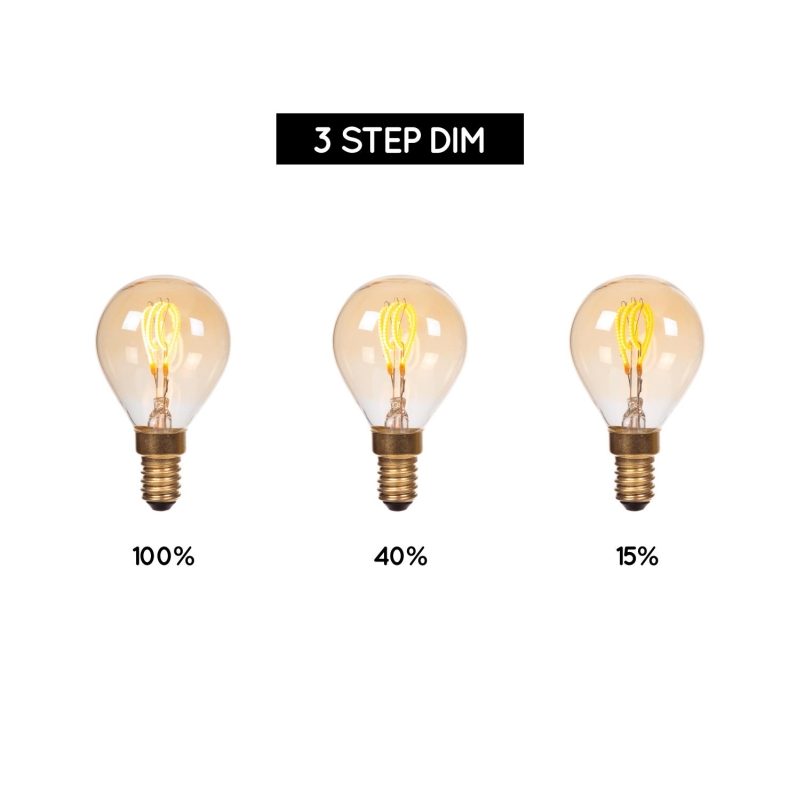 Lucide P45 - Filament bulb - Ø 4,5 cm - E14 - 1x3W 2200K - Amber